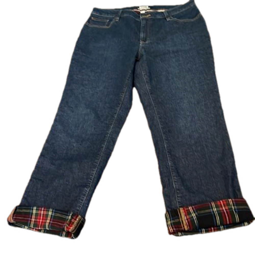LL Bean flannel jeans size 12, straight leg